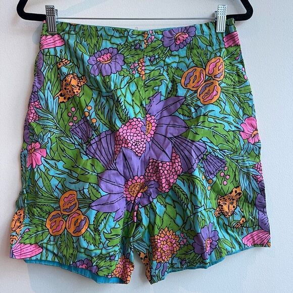 Vintage Handmade Reversible High Waist Botanical Hot Shorts - Medium - Picture 1 of 11